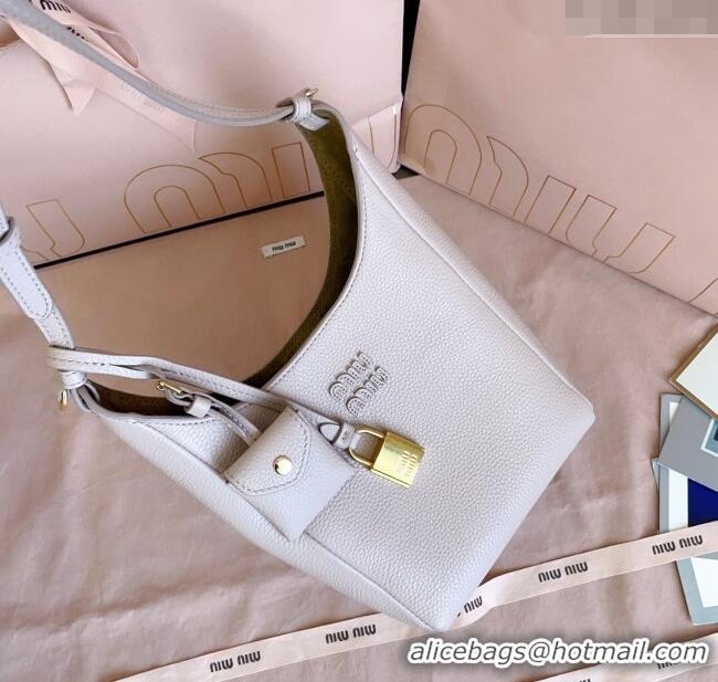 Luxury Discount Miu Miu Leather bucket bag Water 5BE099 Lily Pink 2025