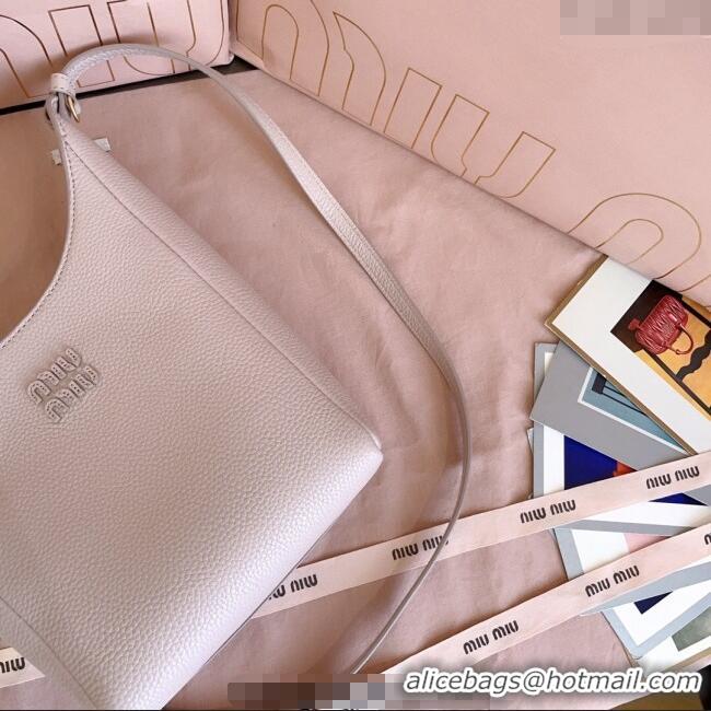 Luxury Discount Miu Miu Leather bucket bag Water 5BE099 Lily Pink 2025