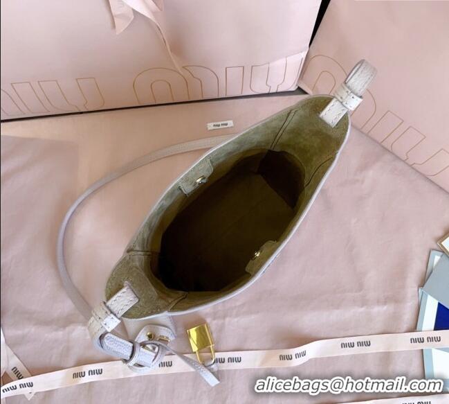 Luxury Discount Miu Miu Leather bucket bag Water 5BE099 Lily Pink 2025