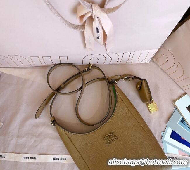 Trendy Design Miu Miu Leather bucket bag 5BE099 Caramel Brown 2025