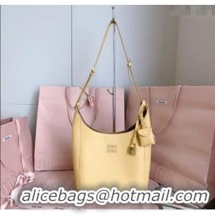 Market Sells Miu Miu Leather bucket bag 5BE098 Yellow 2025