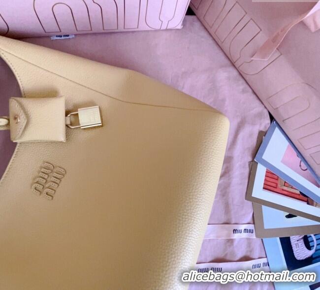 Market Sells Miu Miu Leather bucket bag 5BE098 Yellow 2025