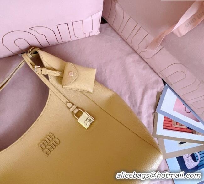 Market Sells Miu Miu Leather bucket bag 5BE098 Yellow 2025