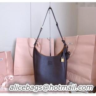 Grade Quality Miu Miu Leather bucket bag 5BE098 Dark Brown 2025