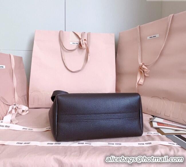 Grade Quality Miu Miu Leather bucket bag 5BE098 Dark Brown 2025