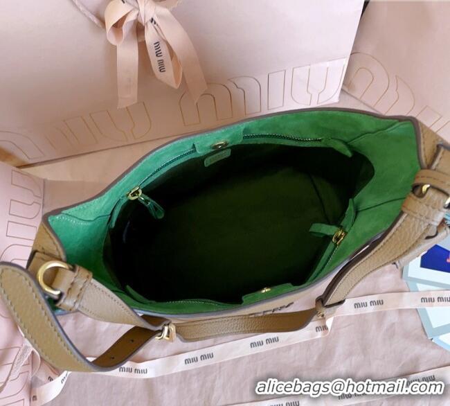 Fashion Discount Miu Miu Leather bucket bag 5BE098 Caramel Brown 2025