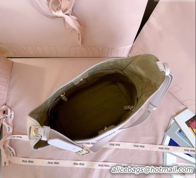 Super Quality Miu Miu Leather bucket bag Water 5BE098 Lily Pink 2025