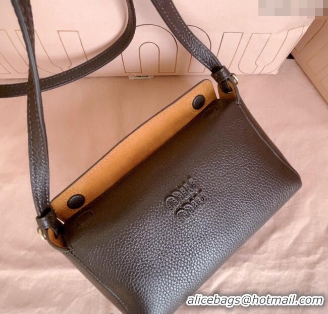 Best Price Miu Miu Leather Pouch Mini bag 5NF462 Dark Brown 2025
