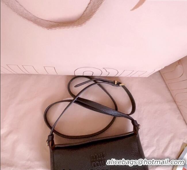 Best Price Miu Miu Leather Pouch Mini bag 5NF462 Dark Brown 2025