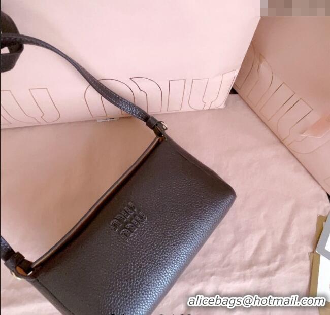 Best Price Miu Miu Leather Pouch Mini bag 5NF462 Dark Brown 2025