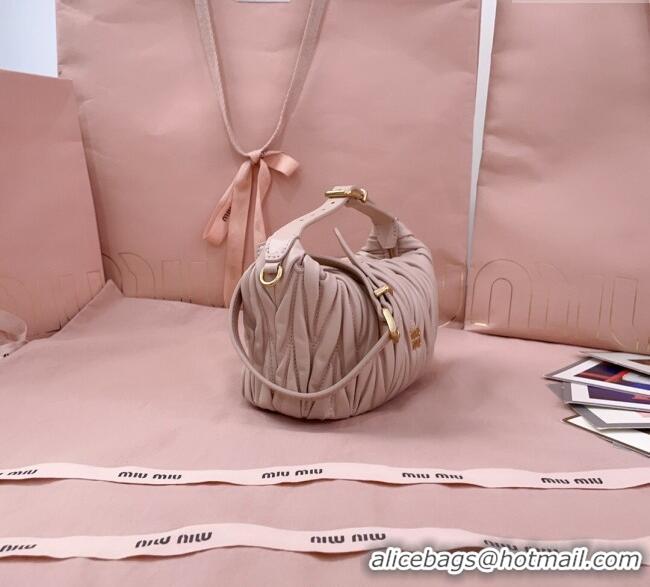 Best Design Miu Miu Matelasse Nappa Leather Pouch Mini Bag 5NE026 Powder Pink 2025