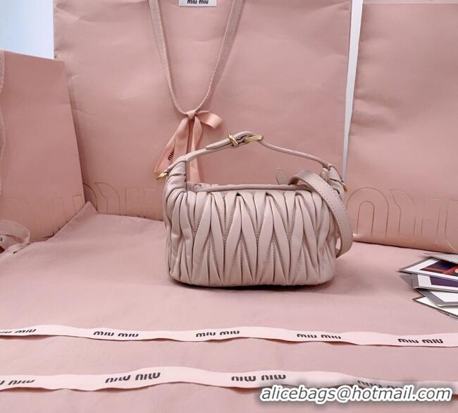 Best Design Miu Miu Matelasse Nappa Leather Pouch Mini Bag 5NE026 Powder Pink 2025
