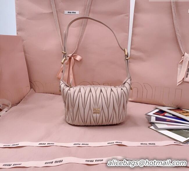 Best Design Miu Miu Matelasse Nappa Leather Pouch Mini Bag 5NE026 Powder Pink 2025