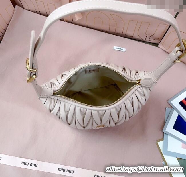 Best Design Miu Miu Matelasse Nappa Leather Pouch Mini Bag 5NE026 Powder Pink 2025