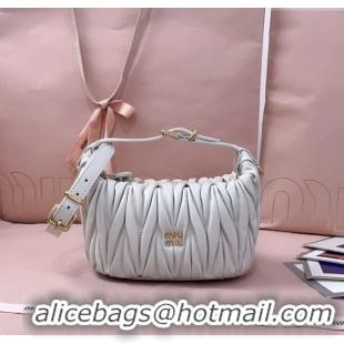 Luxury Discount Miu Miu Matelasse Nappa Leather Pouch Mini Bag 5NE026 White 2025