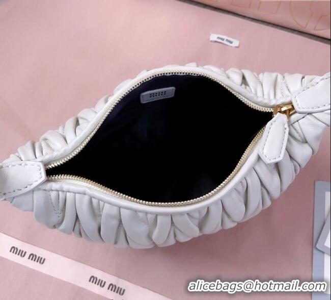 Luxury Discount Miu Miu Matelasse Nappa Leather Pouch Mini Bag 5NE026 White 2025