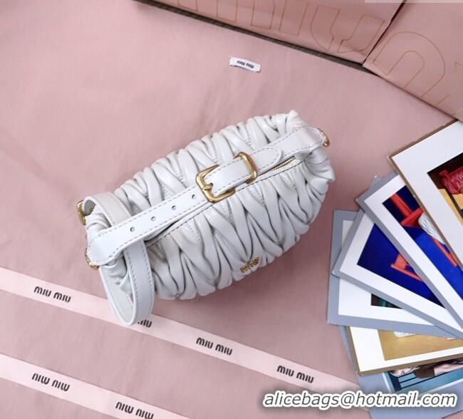 Luxury Discount Miu Miu Matelasse Nappa Leather Pouch Mini Bag 5NE026 White 2025