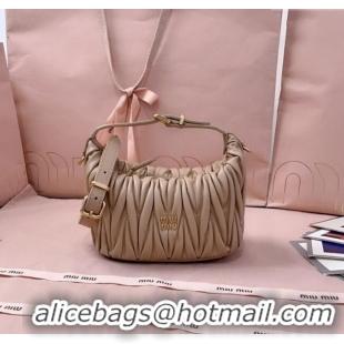 Grade Discount Miu Miu Matelasse Nappa Leather Pouch Mini Bag 5NE026 Beige 2025