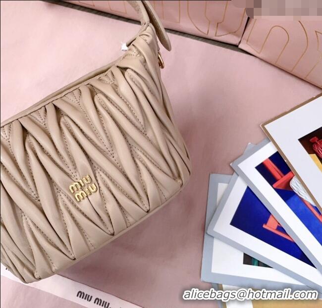Grade Discount Miu Miu Matelasse Nappa Leather Pouch Mini Bag 5NE026 Beige 2025