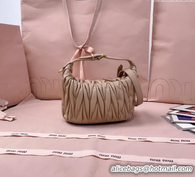 Grade Discount Miu Miu Matelasse Nappa Leather Pouch Mini Bag 5NE026 Beige 2025
