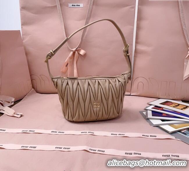 Grade Discount Miu Miu Matelasse Nappa Leather Pouch Mini Bag 5NE026 Beige 2025