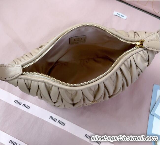 Grade Discount Miu Miu Matelasse Nappa Leather Pouch Mini Bag 5NE026 Beige 2025