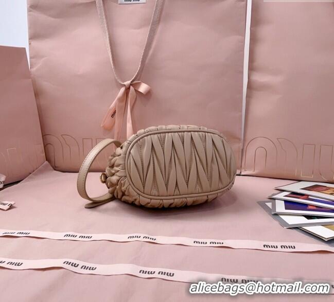 Grade Discount Miu Miu Matelasse Nappa Leather Pouch Mini Bag 5NE026 Beige 2025