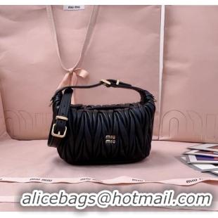 Best Product Miu Miu Matelasse Nappa Leather Pouch Mini Bag 5NE026 Black 2025