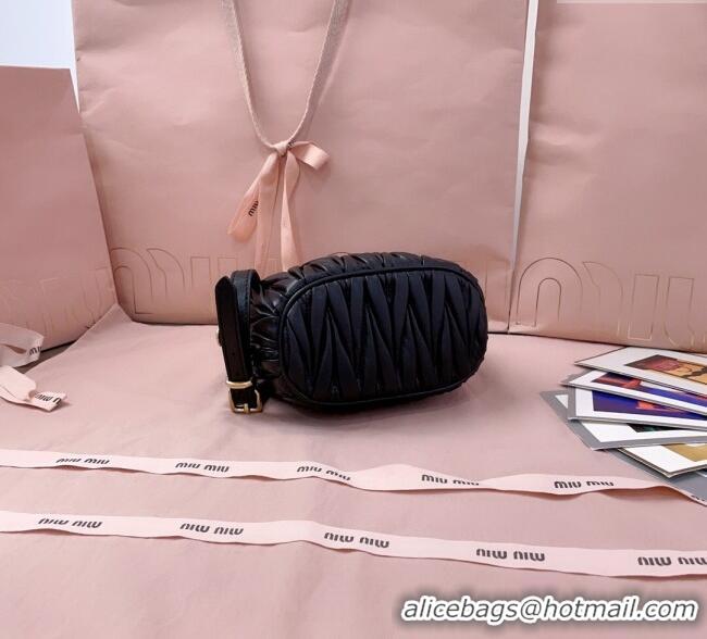 Best Product Miu Miu Matelasse Nappa Leather Pouch Mini Bag 5NE026 Black 2025