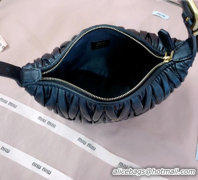 Best Product Miu Miu Matelasse Nappa Leather Pouch Mini Bag 5NE026 Black 2025