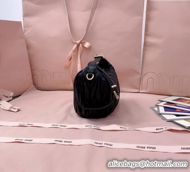 Best Product Miu Miu Matelasse Nappa Leather Pouch Mini Bag 5NE026 Black 2025