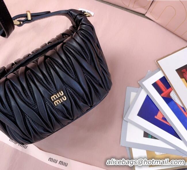 Best Product Miu Miu Matelasse Nappa Leather Pouch Mini Bag 5NE026 Black 2025