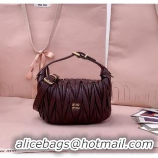 Best Price Miu Miu Matelasse Nappa Leather Pouch Mini Bag 5NE026 Burgundy 2025