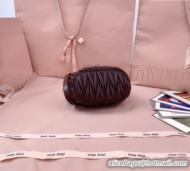 Best Price Miu Miu Matelasse Nappa Leather Pouch Mini Bag 5NE026 Burgundy 2025