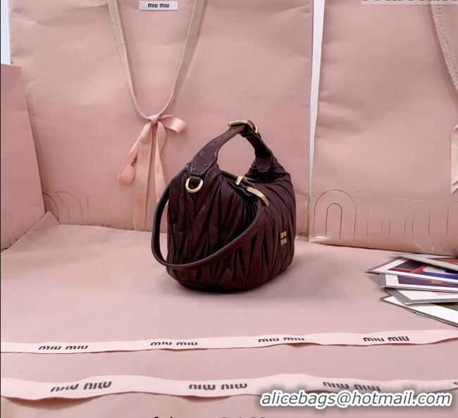 Best Price Miu Miu Matelasse Nappa Leather Pouch Mini Bag 5NE026 Burgundy 2025