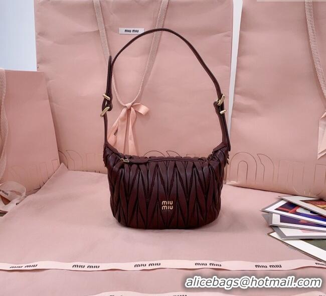 Best Price Miu Miu Matelasse Nappa Leather Pouch Mini Bag 5NE026 Burgundy 2025