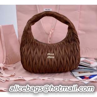 Grade Inexpensive Miu Miu Wander Matelasse Suede Hobo bag 5BC108 Cocoa Brown 2025
