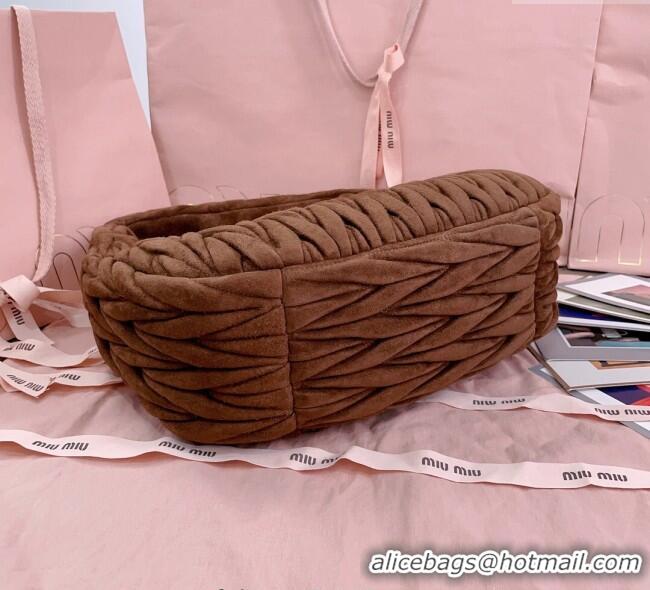 Grade Inexpensive Miu Miu Wander Matelasse Suede Hobo bag 5BC108 Cocoa Brown 2025