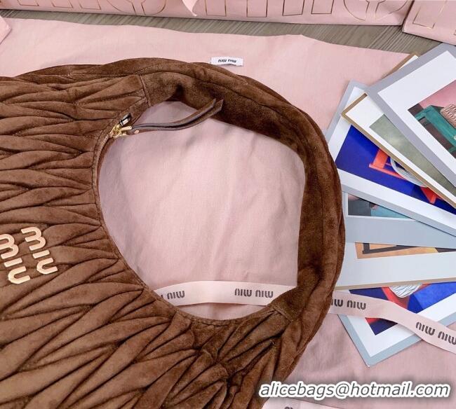 Grade Inexpensive Miu Miu Wander Matelasse Suede Hobo bag 5BC108 Cocoa Brown 2025