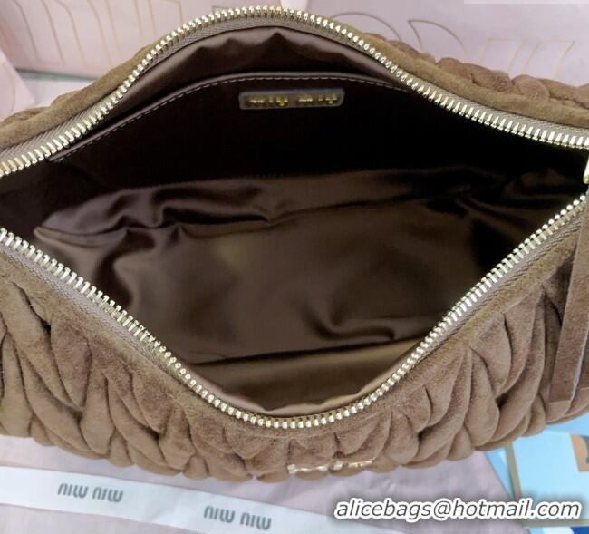 Grade Inexpensive Miu Miu Wander Matelasse Suede Hobo bag 5BC108 Cocoa Brown 2025