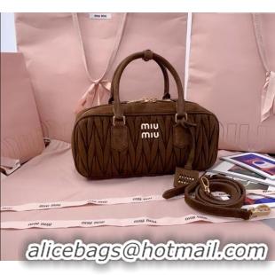 Famous Brand Miu Miu Arcadie Matelasse Suede top handle bag 5BB148 Cocoa Brown 2025