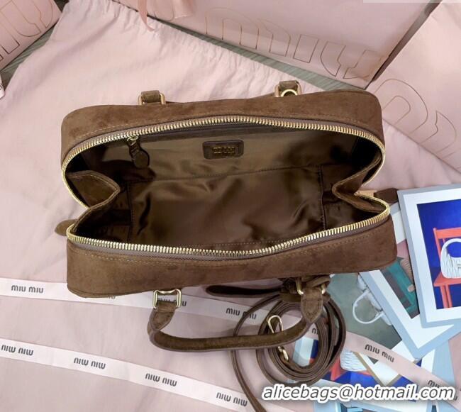 Famous Brand Miu Miu Arcadie Matelasse Suede top handle bag 5BB148 Cocoa Brown 2025