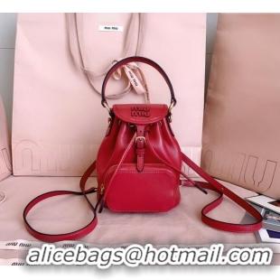 Top Discount Miu Miu Leather Mini Backpack Bag 5BZ045 Red 2025