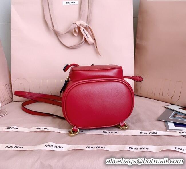 Top Discount Miu Miu Leather Mini Backpack Bag 5BZ045 Red 2025