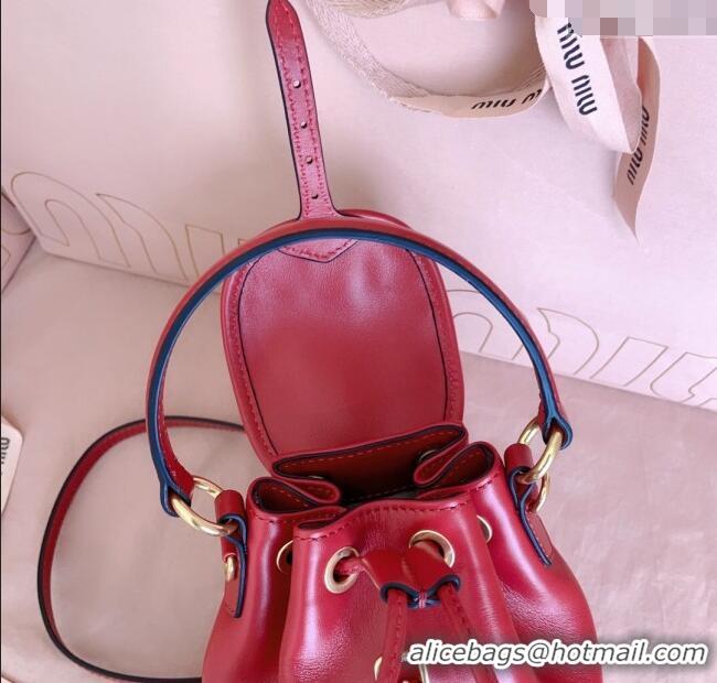 Top Discount Miu Miu Leather Mini Backpack Bag 5BZ045 Red 2025