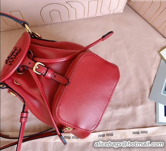 Top Discount Miu Miu Leather Mini Backpack Bag 5BZ045 Red 2025
