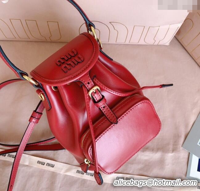 Top Discount Miu Miu Leather Mini Backpack Bag 5BZ045 Red 2025