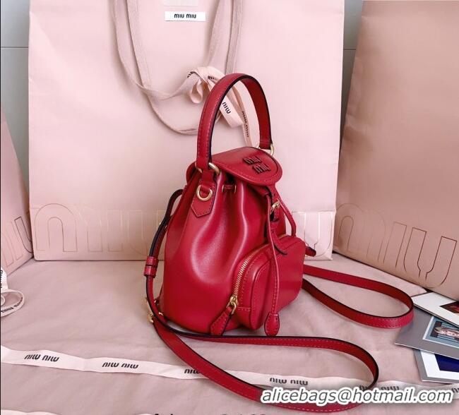 Top Discount Miu Miu Leather Mini Backpack Bag 5BZ045 Red 2025