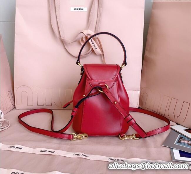 Top Discount Miu Miu Leather Mini Backpack Bag 5BZ045 Red 2025