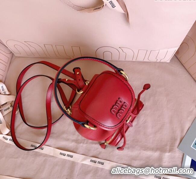 Top Discount Miu Miu Leather Mini Backpack Bag 5BZ045 Red 2025